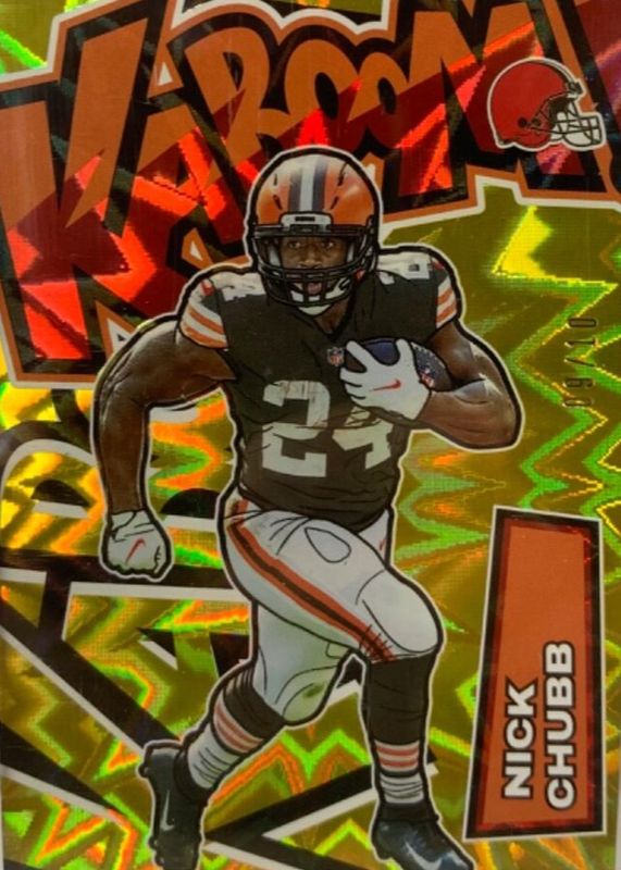 Nick Chubb 2022 Absolute #K19 Kaboom! (Vertical) - Gold /10 RAW