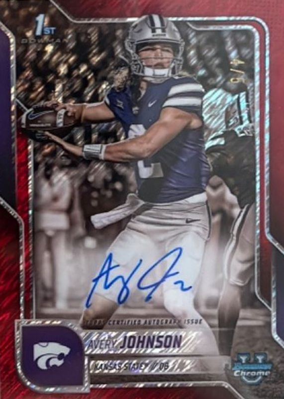 2025 Bowman Chrome University #BCA-AJ Prospect Auto - Red Shimmer Refractor /5 (1st)