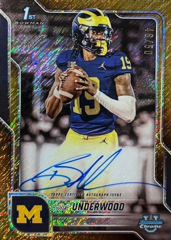 2025 Bowman Chrome University #BCA-BUN Prospect Auto - Gold Refractor /50 (1st)