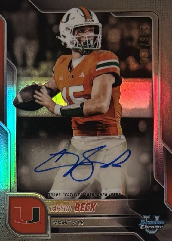 2025 Bowman Chrome University #BCA-CBE Prospect Auto - Refractor /299