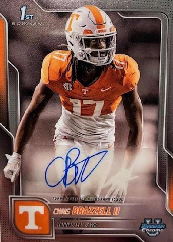 Chris Brazzell II 2025 Bowman Chrome University #BCA-CB Prospect Auto (1st) RAW
