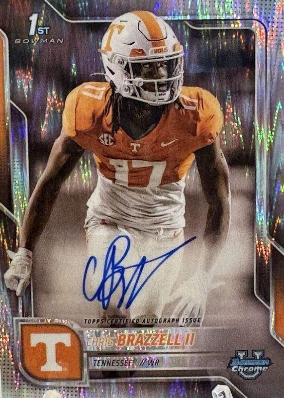 Chris Brazzell II 2025 Bowman Chrome University #BCA-CB Prospect Auto - Stealth Refractor (1st) RAW