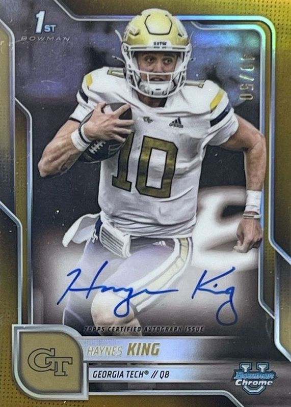Haynes King 2025 Bowman Chrome University #BCA-HK Prospect Auto - Gold Refractor /50 (1st) RAW