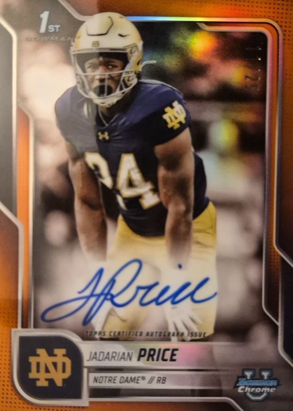 2025 Bowman Chrome University #BCA-JPR Prospect Auto - Orange Refractor /25 (1st)