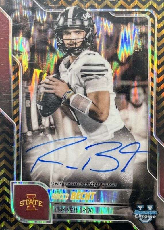 2025 Bowman Chrome University #BCA-RB Prospect Auto - Black & Gold Stealth Refractor /25