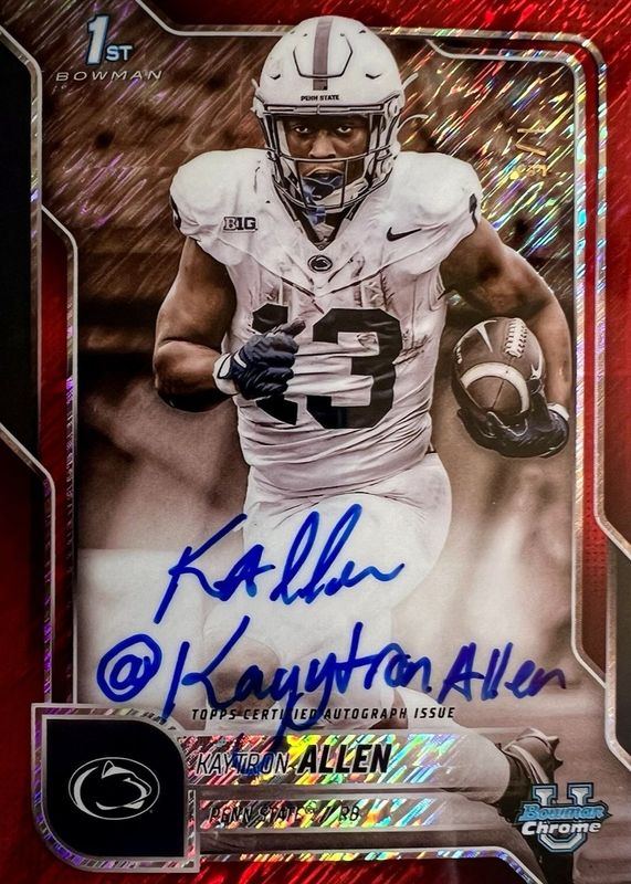 2025 Bowman Chrome University #BCA-KA Prospect Auto - Red Shimmer Refractor /5 (1st)