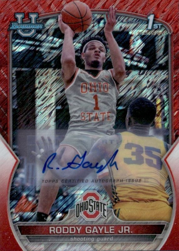 2022 Bowman Chrome University #8 Prospect Autographs - Red Shimmer Refractor /5 (1st)