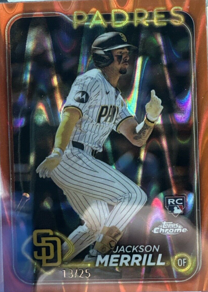 Jackson Merrill 2024 Topps Chrome #207 Orange RayWave Refractor /25 ...