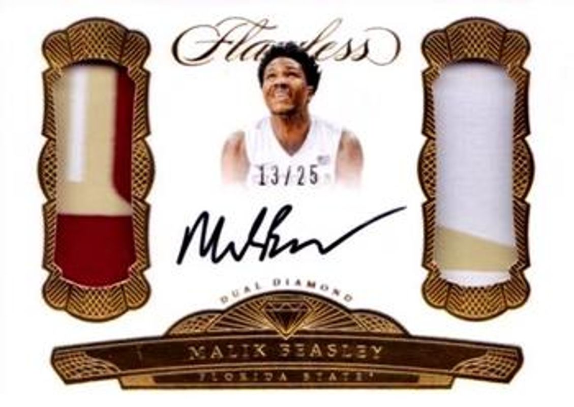 Malik Beasley 2017 Flawless Collegiate #DDM-MB Dual Diamond Memorabilia Autographs /25 RAW