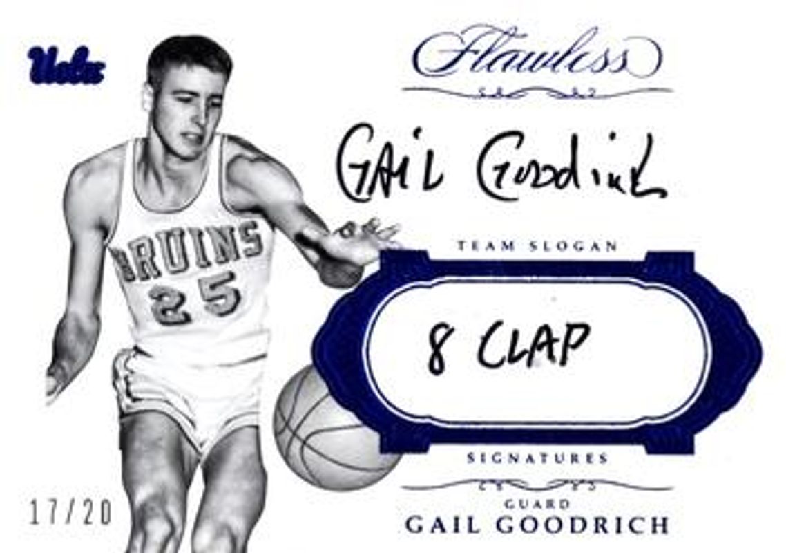 Gail Goodrich 2017 Flawless Collegiate #TSS-GG Flawless Team Slogan Signatures - Sapphire /20 RAW