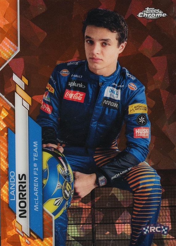 Lando Norris 2020 Topps Chrome Formula 1 Sapphire Edition #7 Image Variation - Orange /25 (Sitting) Rookie RAW