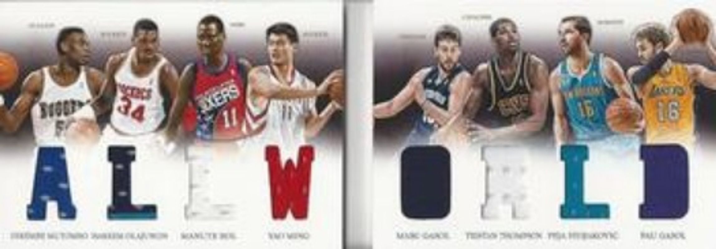 Dikembe Mutombo / Hakeem Olajuwon / Manute Bol / Marc Gasol / Pau Gasol / Peja Stojakovic / Tristan Thompson / Yao Ming 2012 Preferred #2 All World Memorabilia /199 RAW