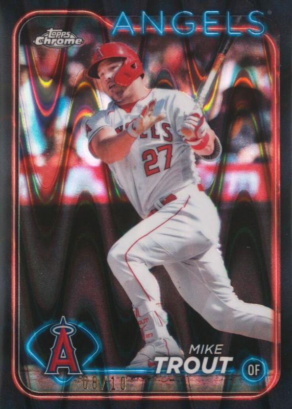 Mike Trout 2024 Topps Chrome #200 Black RayWave Refractor /10 PSA 10