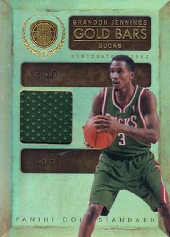 Brandon Jennings 2010 Gold Standard #6 Gold Bars - Materials /199 RAW