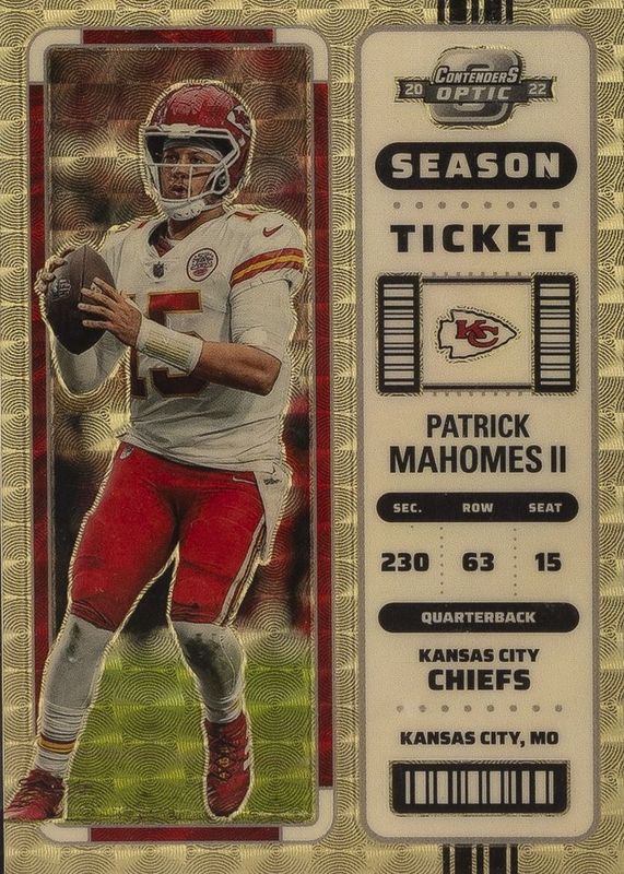 Patrick Mahomes II 2022 Contenders Optic #34 Gold Vinyl /1 RAW