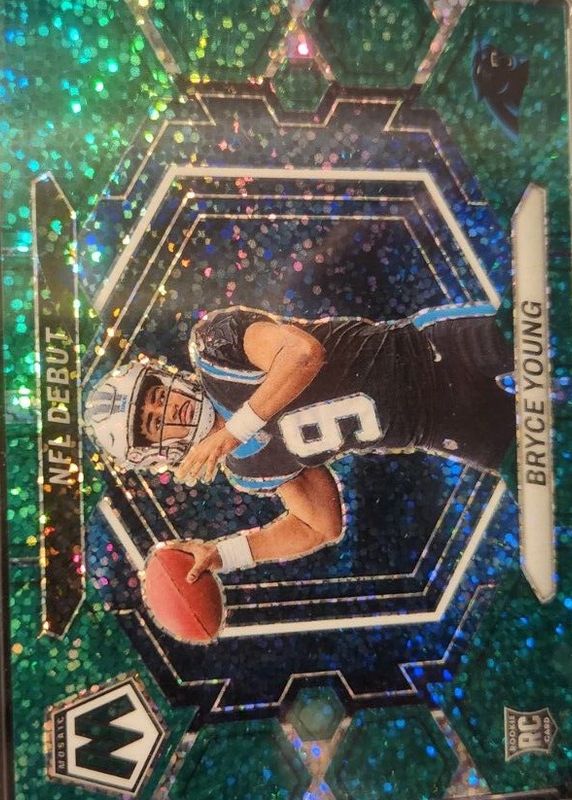 Bryce Young 2023 Mosaic #ND-2 NFL Debut - Green Sparkle /8 Rookie RAW