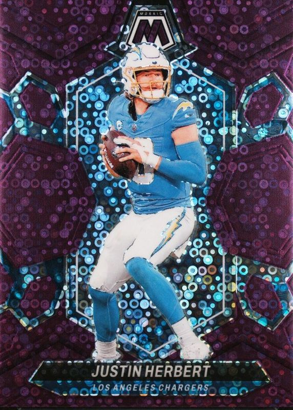 Justin Herbert 2024 Mosaic #120 No Huddle Purple /50 RAW