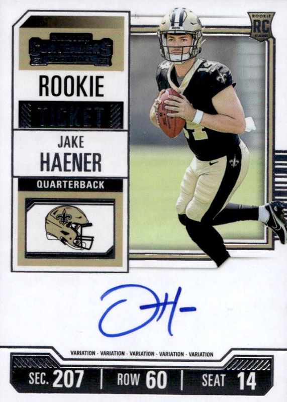 Jake Haener 2023 Contenders #113 Rookie Ticket Auto Variation RAW