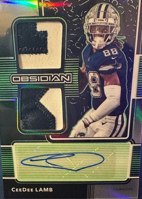 2020 Obsidian #RJI-7 Rookie Jersey Ink - Electric Etch Green /50