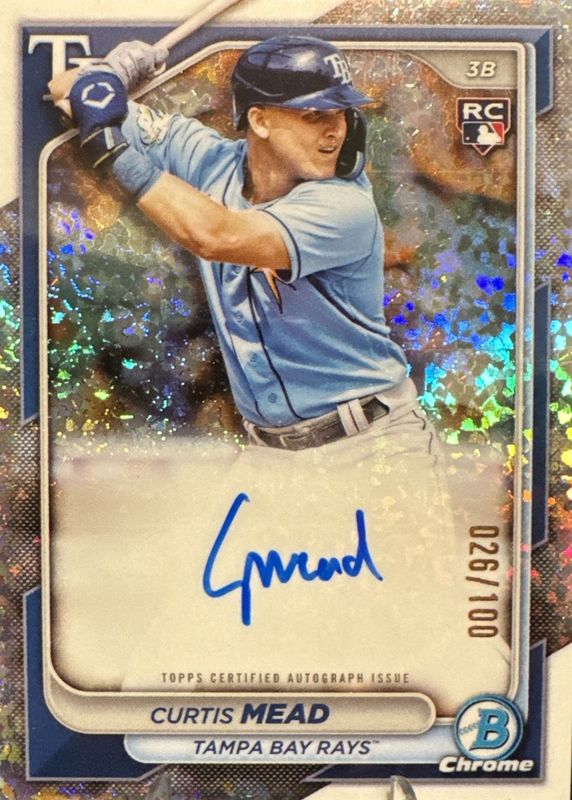Curtis Mead 2024 Bowman #CRA-CME Chrome Rookie Auto - Mini-Diamond Refractor /100 RAW