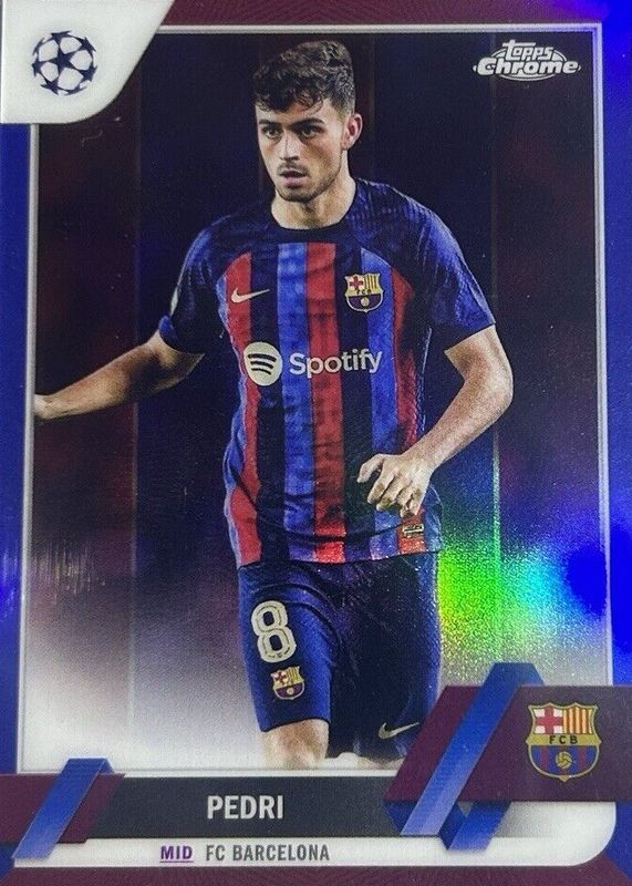 Pedri 2022 Topps Chrome UEFA Club Competitions #136 Color Match Variation /99 PSA 10