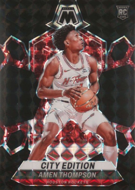 Amen Thompson 2023 Mosaic #281 City Edition - Black /1 Rookie RAW