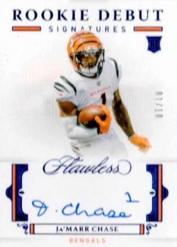 Ja'Marr Chase 2021 Flawless #RDS-JMC Rookie Debut Signatures - Sapphire (/10) SGC 10