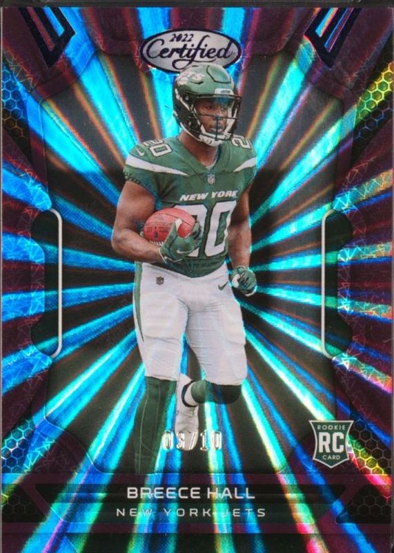 Breece Hall 2022 Certified #107 FOTL Mirror Purple /10 Rookie RAW