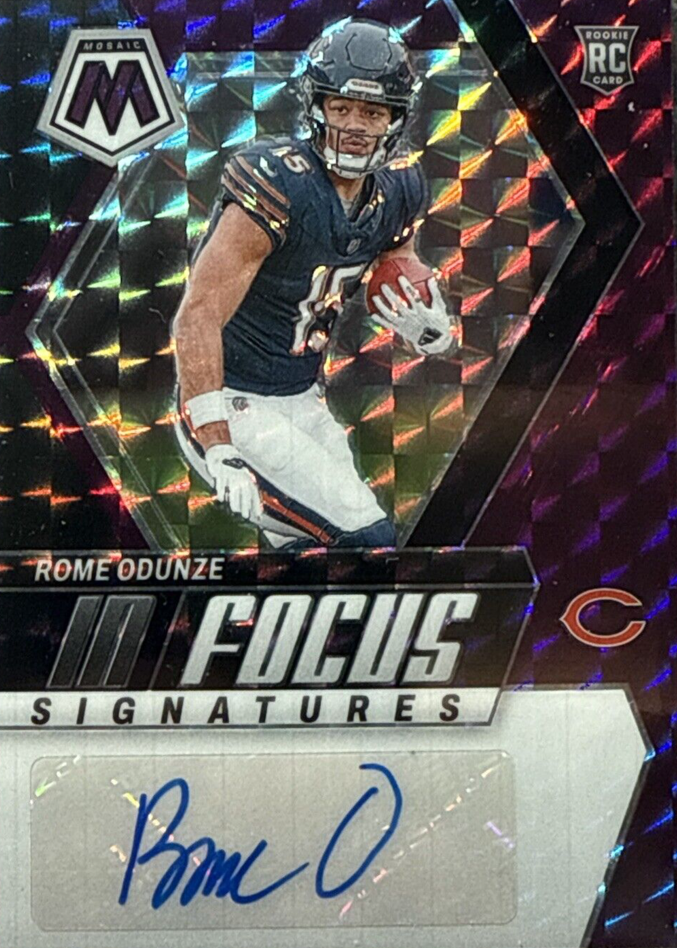 Rome Odunze 2024 Mosaic #IF-ROE In Focus Signatures - Purple /49