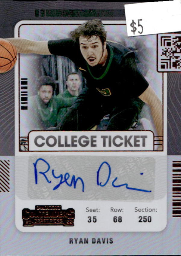 Ryan Davis 2022 Chronicles Draft Picks #CT-RDA College Ticket - Bronze ...