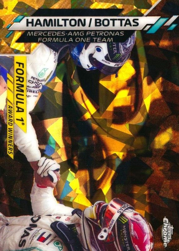 Lewis Hamilton / Valtteri Bottas 2020 Topps Chrome Formula 1 Sapphire Edition #196 F1 Award Winners - Gold /50 RAW