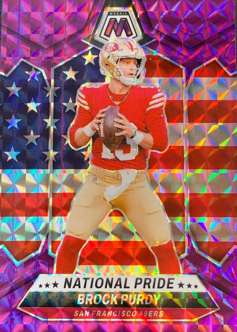 Brock Purdy 2024 Mosaic #255 National Pride - Purple /49 Price