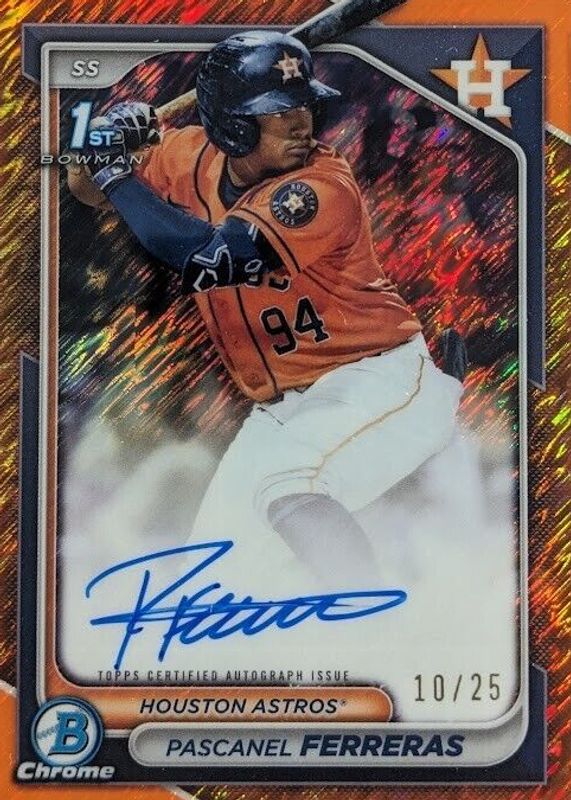 Pascanel Ferreras 2024 Bowman Chrome #CPA-PF Prospect Auto - Orange Shimmer Refractor /25 (1st) RAW