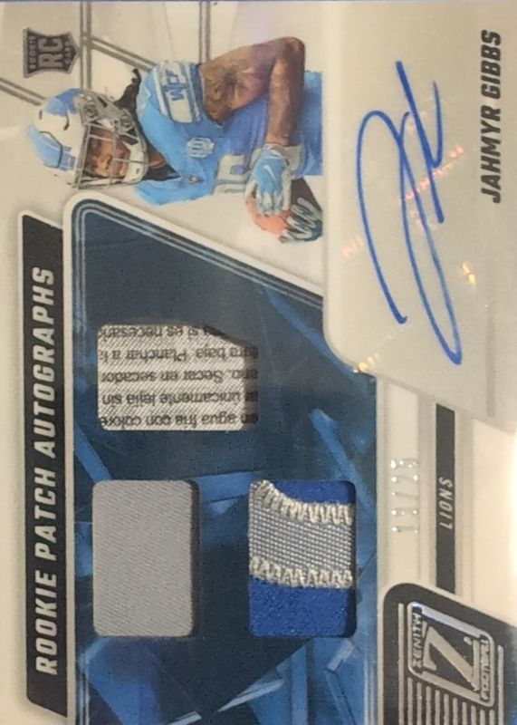 Jahmyr Gibbs 2023 Zenith #212 Rookie Patch Auto - Silver /25 Price