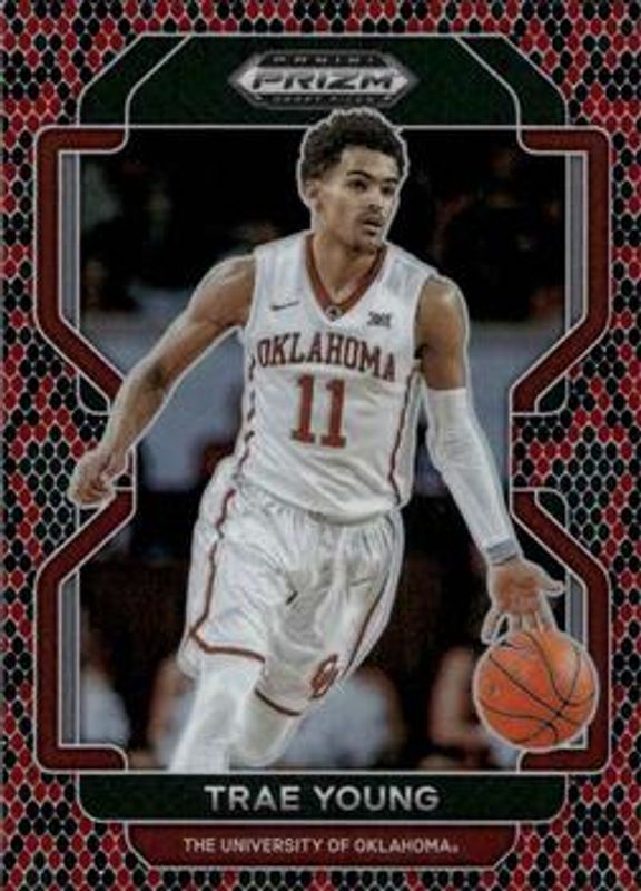 Trae Young 2022 Prizm Draft Picks #46 Venom Snakeskin RAW