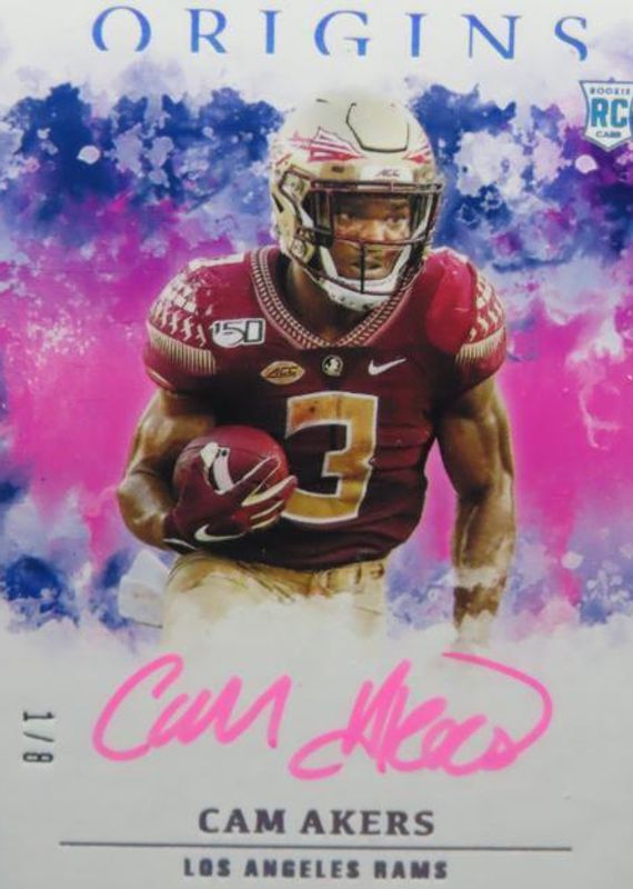 Cam Akers 2020 Origins #RA-CA Rookie Autographs - Pink FOTL /8 PSA 10