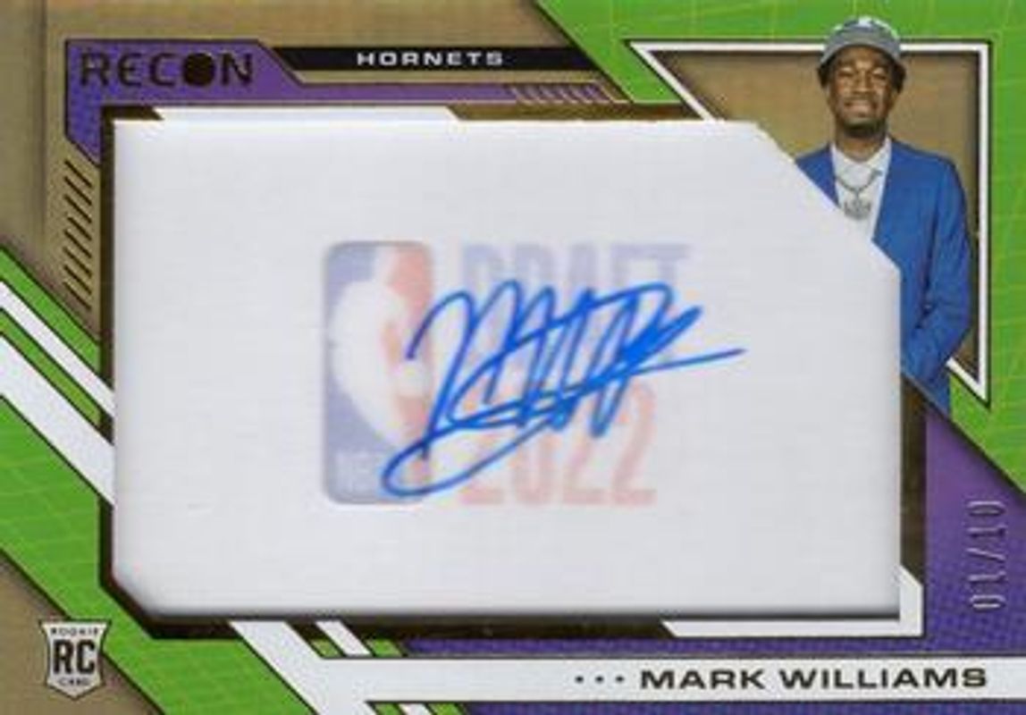 Mark Williams 2022 Recon #DNS-MKW Draft Night Acetate Signatures - Gold /10 Rookie RAW