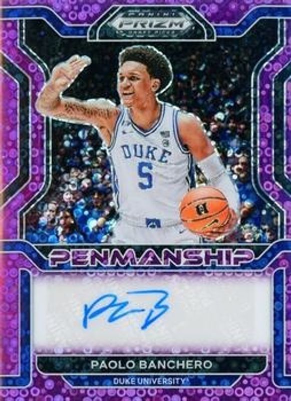 Paolo Banchero 2022 Prizm Draft Picks #CP-PAO College Penmanship - Purple Circles /50 Rookie RAW