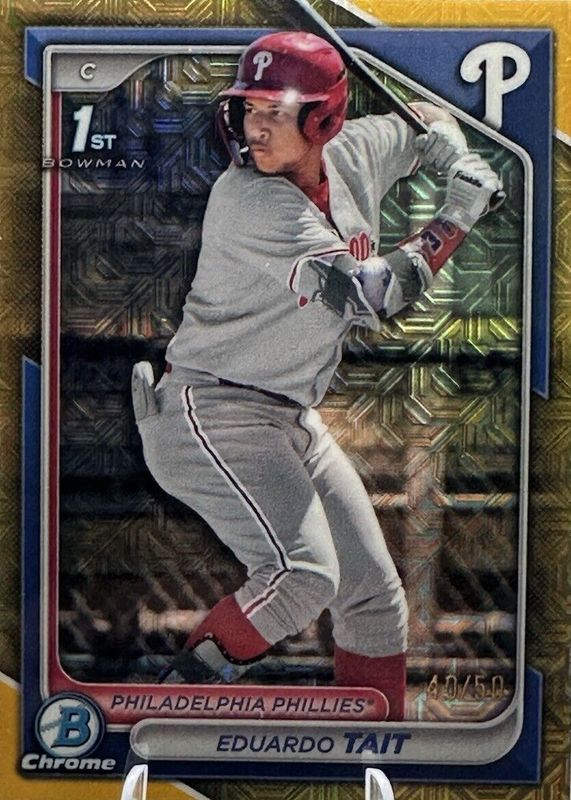 Eduardo Tait 2024 Bowman Chrome Mega Box #BCP-164 Prospects - Gold Mojo Refractor /50 (1st) PSA 10