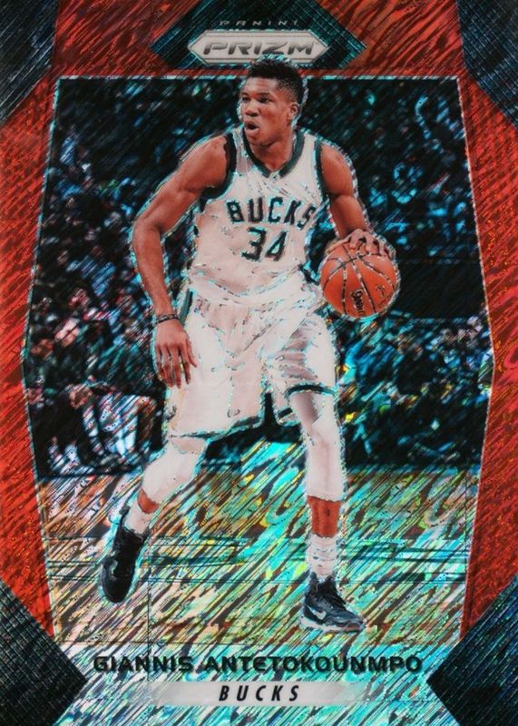 Giannis Antetokounmpo 2017 Prizm #182 FOTL Red Shimmer /8 RAW