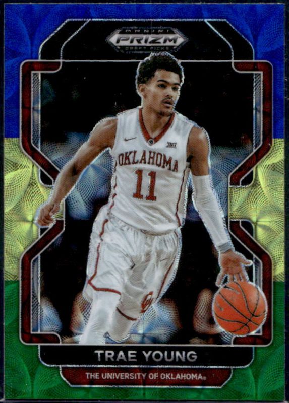 Trae Young 2022 Prizm Draft Picks #46 Choice Blue Yellow & Green RAW