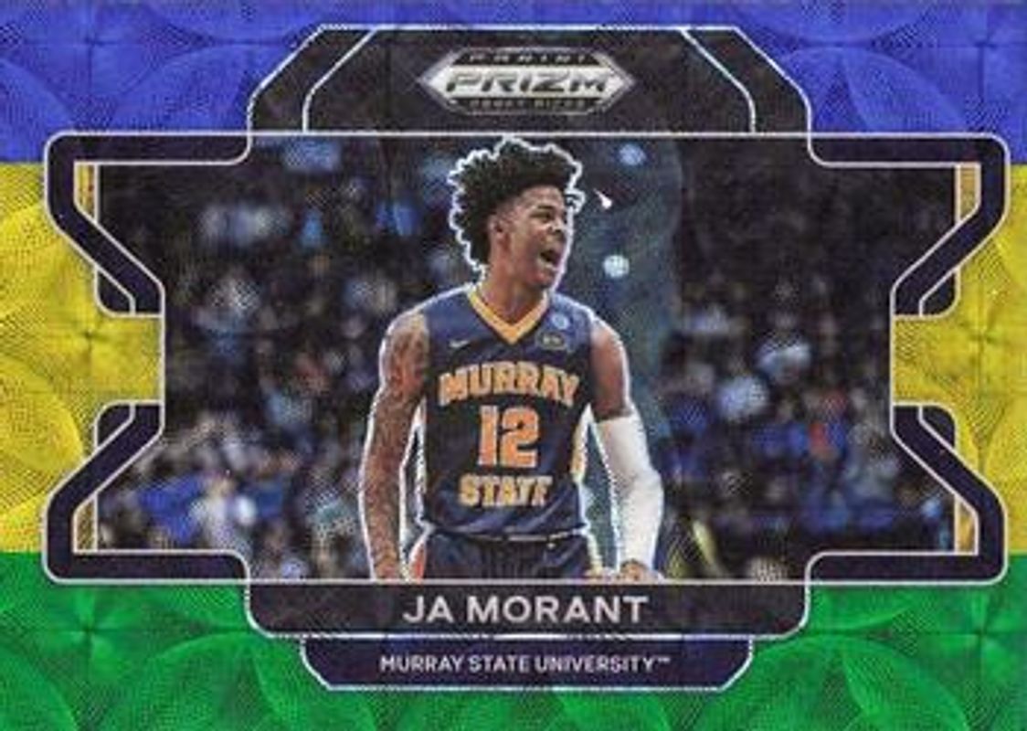 Ja Morant 2022 Prizm Draft Picks #19b Choice Blue Yellow & Green RAW