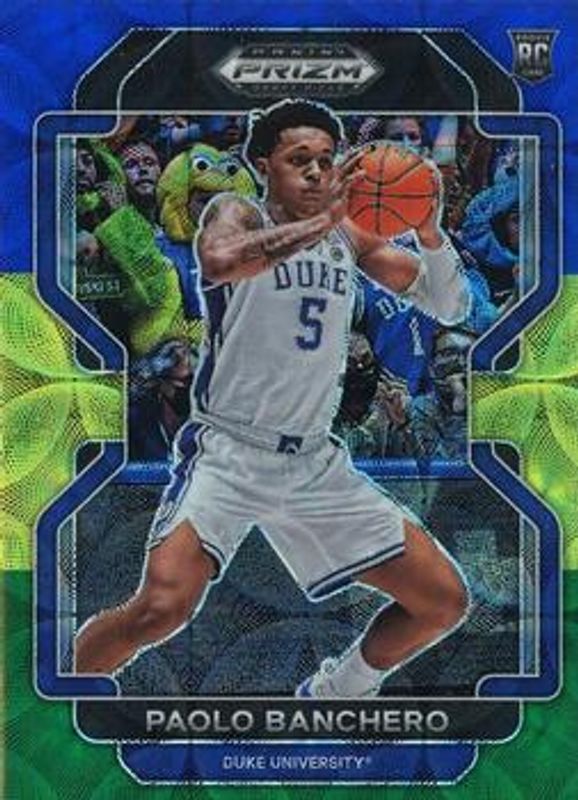 Paolo Banchero 2022 Prizm Draft Picks #52 Choice Blue Yellow & Green Rookie RAW