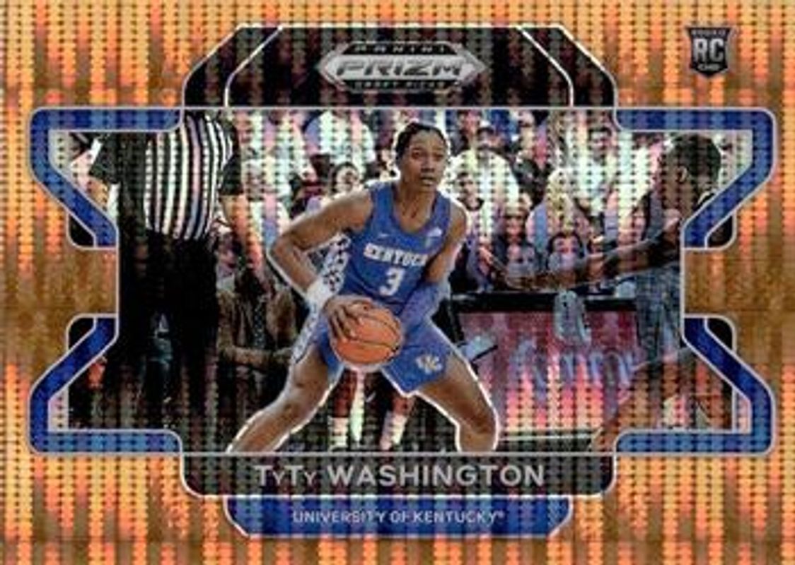 TyTy Washington Jr. 2022 Prizm Draft Picks #64b Orange Pulsar /49 Rookie RAW