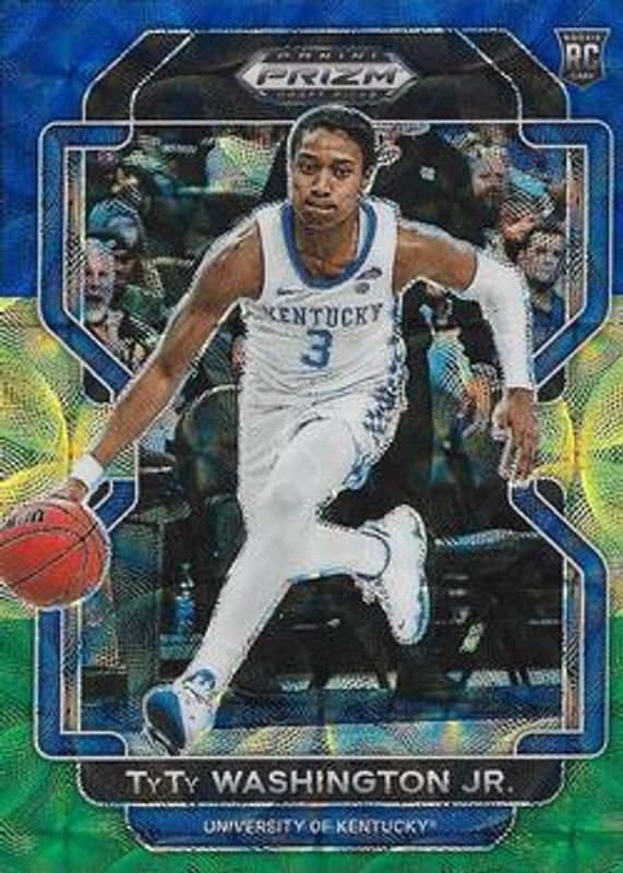 TyTy Washington Jr. 2022 Prizm Draft Picks #64 Choice Blue Yellow & Green Rookie RAW