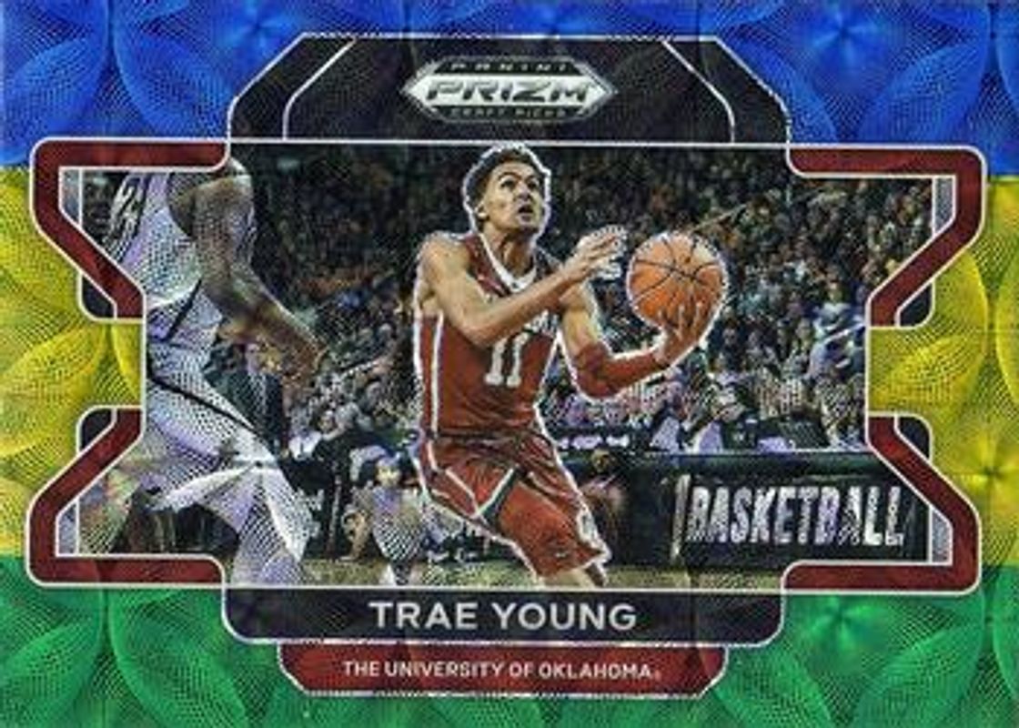 Trae Young 2022 Prizm Draft Picks #46b Choice Blue Yellow & Green RAW