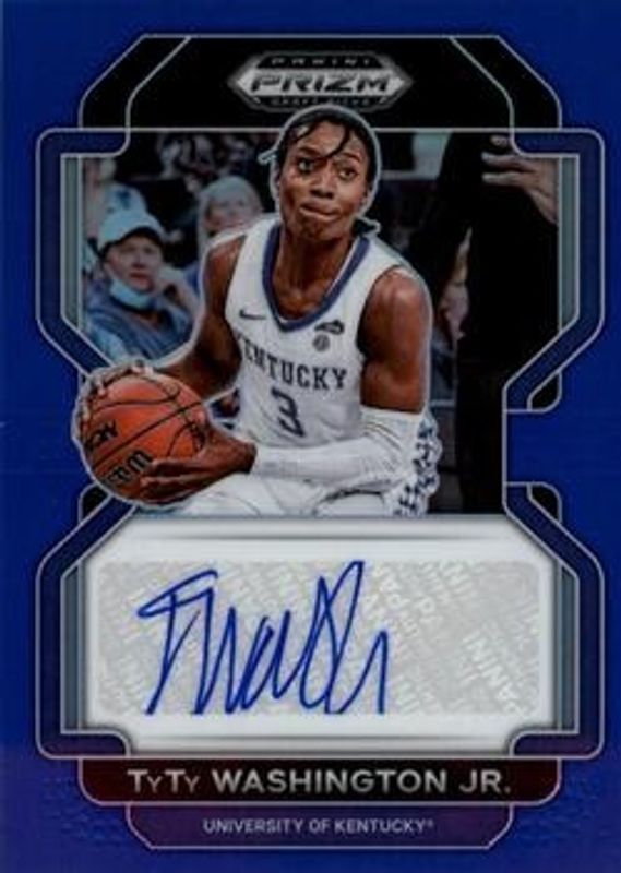 TyTy Washington Jr. 2022 Prizm Draft Picks #DP-TYW Draft Picks Autographs - Blue /149 Rookie RAW