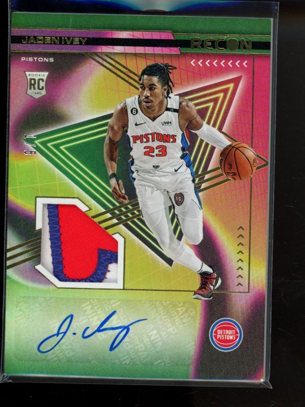 Jaden Ivey 2022 One and One #RJA-JIV Rookie Jersey Autographs - Green /5 RAW