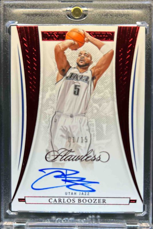 Carlos Boozer 2021 Flawless #DA-CBZ Distinguished Autos - Ruby /15 RAW