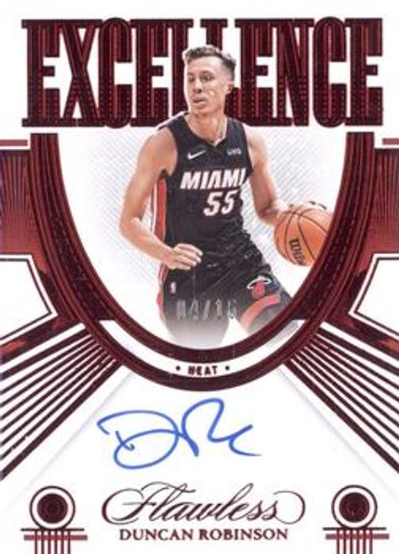 Duncan Robinson 2021 Flawless #EXC-DRO Excellence Signatures - Ruby /15 RAW